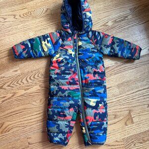 Hanna Andersson Insulated Snowsuit 6-12M in Multi Camo/Navy